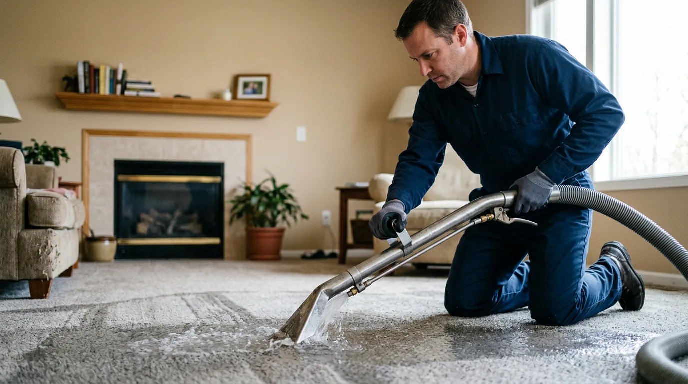 Water damage restoration technician working near Otis, KS